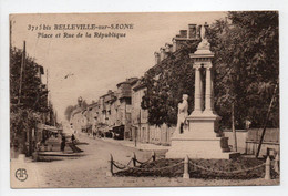 - CPA BELLEVILLE-SUR-SAONE (69) - Place Et Rue De La République 1924 - Edition AB 3715 Bis - - Belleville Sur Saone