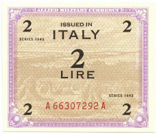 2 LIRE OCCUPAZIONE AMERICANA IN ITALIA MONOLINGUA FLC 1943 FDS - Ocupación Aliados Segunda Guerra Mundial