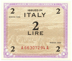 2 LIRE OCCUPAZIONE AMERICANA IN ITALIA MONOLINGUA FLC 1943 FDS - 2. WK - Alliierte Besatzung