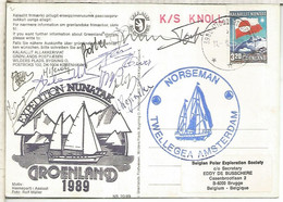 GROENLANDIA TARJETA EXPEDITION NUNATAK 1989 KS KNOLL FIRMADA SIGNED - Storia Postale