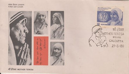 India  1980  Mother Teresa  Calcutta  FDC  #  32296  D Inde Indien - Mère Teresa