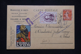 FRANCE - Vignette De La Foire De Lyon + Vignette Laennec Sur Carte Commerciale De Lunéville En 1927 Pour Paris - L 93640 - Lettres & Documents