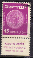 ISRAEL ISRAELE 1949 1950 1952 COINS MONETE 45p WITH TAB USED USATO OBLITERE' - Gebruikt (met Tabs)
