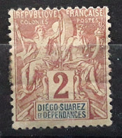 DIEGO SUAREZ  1892 , Type Groupe  Yvert 2 , 2 C Lilas Brun Sur Paille  Neuf * MH  TB - Unused Stamps