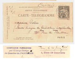 PARIS 38 Entier Carte Postale Pneumatique 30c Chaplain Noir  Yv 2511 Dest Crimée Cie Parisienne Eclairage Electrique - Pneumatiques