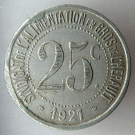 HERAULT - 03.03 - Monnaie De Nécessité - 25 Centimes 1921 - Monétaires / De Nécessité