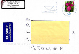 GERMANIA GERMANY - 2021 Lettera Prioritaria Per Italia Con Franc. Isolato (fiori) Con Ann. "lettera: Riscrivi" - 4074 - Lettres & Documents