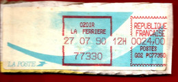 Vignette Affranchissement Type Comète 24,00 Ozoir La Ferrière 77330 - 27-07-1990 - 1988 Type « Comète »