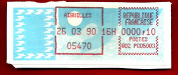 Vignette Affranchissement Type Carrier 0,10 Aiguilles 05470 - 26-03-1990 - 1985 « Carrier » Papier