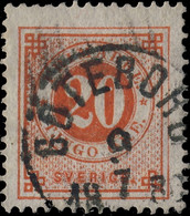 SUÈDE / SWEDEN / SVERIGE - 1880 - " GÖTEBORG " (Type 16) On Mi.22B 20 öre Rouge / Red P.13 - Gebraucht