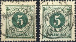 SUÈDE / SWEDEN / SVERIGE - 1884 - " STOCKHOLM / NORR " Cds On 2x Mi.19B / Facit 30 - Used Stamps