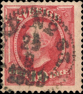 SUÈDE / SWEDEN / SVERIGE - 1893 - " PKXP N°63.A." (Type 3 Railway Cancel) Mi.43 10 öre Rouge/red - Oblitérés