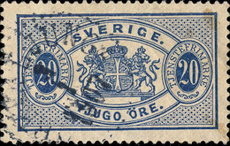 SUÈDE / SWEDEN / SVERIGE - 1897 - " ÄRKELLJUNGA " (Type 29) On Mi.D15 20 öre Bleu / Blue - Servizio