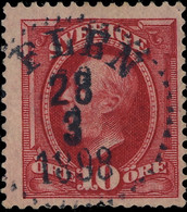 SUÈDE / SWEDEN / SVERIGE - 1898 - " FLEN " (Type 14) On Mi.43 10 öre Rouge / Red - Usados