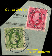 SUÈDE / SWEDEN / SVERIGE - 1904 - " STOCKHOLM 16 / C 5./ RBT." /Facit 52e & C1 On F54 - Used Stamps