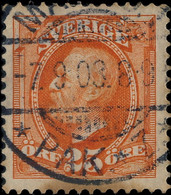 SUÈDE / SWEDEN / SVERIGE - 1908 - " MALMÖ 1 / * PAK * Z * " (Type 46) On Mi.46 25 öre Orange - Oblitérés