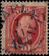 SUÈDE / SWEDEN / SVERIGE - 1910 - " HAFLA " (Type 14) On Mi.43 10 öre Rouge / Red - Usados