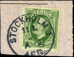 SUÈDE / SWEDEN / SVERIGE - 1910 - " STOCKHOLM 1 / A 3./ AFG." Ds On Mi.41b/Facit 52e - Gebruikt