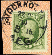 SUÈDE / SWEDEN / SVERIGE - 1910 - " STOCKHOLM 1 / B 15./ AFG. " Ds On Mi.41b/Facit 52d - Oblitérés