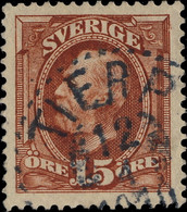 SUÈDE / SWEDEN / SVERIGE - 1910 - " TIERP " (Type 33) On Mi.44 15 öre Brun / Brown - Gebraucht