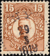 SUÈDE / SWEDEN / SVERIGE - 1919 - " NY " Ds On Facit 84 15ö Brown - Gebruikt