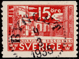 SUÈDE / SWEDEN / SVERIGE - 1935 - " BYGGET " Ds On Facit 242A 15ö Red - Usati