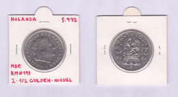 HOLANDA  2-1/2 GULDEN 1.972  NIQUEL   KM#191   VF/MBC   DL-12.722 - Andere & Zonder Classificatie