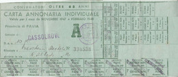 1691 - R.S.I  - CARTA ANNONARIA INDIVIDUALE - Parzialmente Usata Del 1947/1948 - Da Cassolnovo ( Pavia) - Altri & Non Classificati