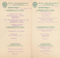 Konvolut Von 22 Stck. Speisekarten Bad Kissingen Hotel "Der Reichshof" Zeitraum 31.7.-01.9.1936, Interessanter Posten - Menu