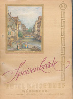 Konvolut Von 2 Stck. Speisekarten Nürnberg Hotel Kaiserhof Um 1955 - Menu