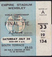 Eintrittskarte Fußball Weltmeisterschaft 1966 Finale Im Wembley Deutschland-England - Biglietti D'ingresso