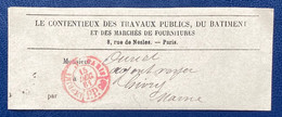 Bande Imprimée 1881 De Paris Pour Givry En Argonne (718 âmes En 1881) Dateur Rouge "imprimés 3 Paris PP99" Superbe - Zeitungsmarken (Streifbänder)