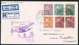 1937 FDC  Macao Central - First Flight Trans-Pacific Mail –  Macao To San Francisco - Franklin Vermont - Luchtpost