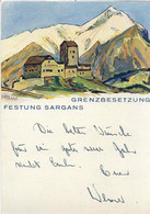 SARGANS: Künstler-AK HBW, Grenzbesetzung ~1945 - Sargans