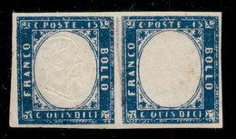 REGNO - Vittorio Emanuele II - 1863 - Senza Effigie - 15 Cent (11n) - Coppia Con Doppia Testina A Sinistra - Gomma Origi - Sonstige & Ohne Zuordnung