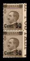 REGNO - Vittorio Emanuele III - 1923/1927 - Coppia Verticale Del 50 Cent Su 40 Cent Michetti (139w) - Non Dentellati A D - Sonstige & Ohne Zuordnung