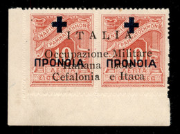 OCCUPAZIONI II GUERRA MONDIALE - Cefalonia E Itaca - Argostoli - 1941 - 10 + 10 Lepta (28 Varietà Oe) Angolo Di Foglio ( - Altri & Non Classificati