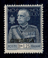 COLONIE - Cirenaica - 1926 - 1,25 Lire Giubileo (26) Dentellato 13 - Gomma Integra - Diena + Cert. AG (2.250) - Altri & Non Classificati