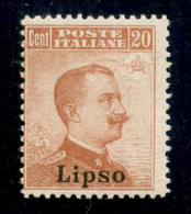 COLONIE - Egeo - Lipso - 1917 - 20 Cent Michetti (9) - Gomma Integra (550) - Altri & Non Classificati