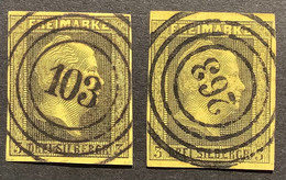 Preussen Mi.4 A + B KABINETT-QUALITÄT: 1850 3 Sgr Die Beiden Farben (263 Cörlin, 103 Berlin - Used