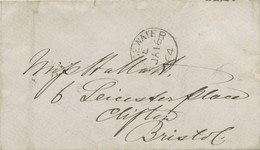 GB 1864 Cover BRIDGEWATER To CLIFTON - BRISTOL, NO PAID MARKS FOUND - Lettres & Documents
