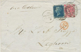 GB 1871 QV 2d Pl.13 (AI) And 3d Pl.6 (FF) On Cvr To ITALY „498 / MANCHESTER“ - Covers & Documents