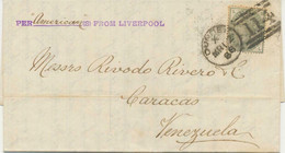 GB 1886 QV 4 D Dark Grey Green (SL) Single Postage VF Cover DUNDEE - VENEZUELA - Covers & Documents