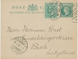 GB 1902 Mixed Postage Queen Victoria/Edward VII „LONDON-E.C / XW“ To BASLE - Brieven En Documenten
