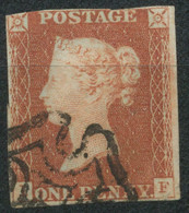 GB QV 1 D Redbrown Plate 31 (IF) 3 Margins, Black MC, VARIETY/ERROR: Ivory Head And Double Letter „F“ - Gebruikt