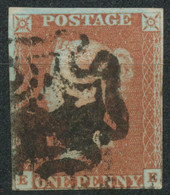 GB QV 1 Redbrown From Black Plate 11 (EE) 4 Full But Partly Narrow Margins, Black MC (SG Concise 2011 GBP 110.-++) - Usados