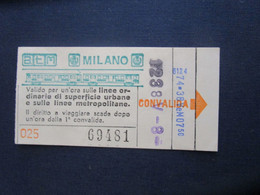 # BIGLIETTO A.T.M. MILANO METROPOLITANA ANNI '70 TIMBRATO - Non Classificati