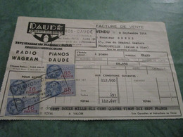 PIANOS DAUDE - Facture De L'achat D'un Piano De Marque ERARD - Musical Instruments