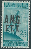 1947 TRIESTE A POSTA AEREA RADIO 25 LIRE MH * - RE21-10 - Poste Aérienne