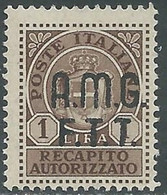 1947 TRIESTE A RECAPITO AUTORIZZATO 1 LIRA MNH ** - RE5 - Exprespost